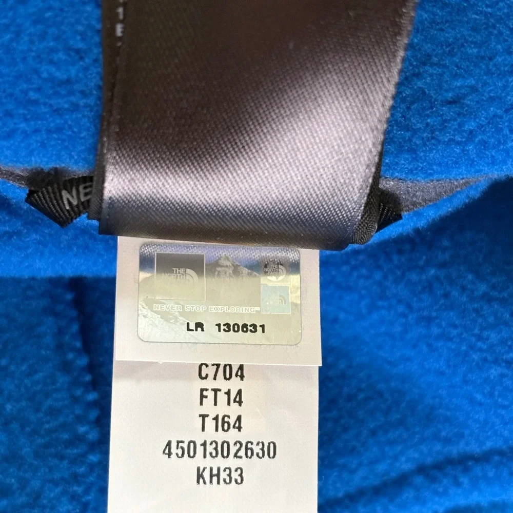 The North Face Mens XXL Blue Full Zip Fleece Jacket Grey Side Panels Outdoors